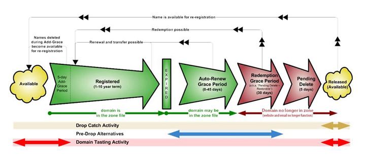 Các giai đoạn mà bạn nên biết trong vòng đời của tên miền.