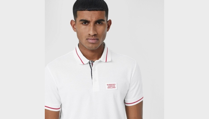 Áo polo Burberry Logo Applique Cotton Pique Polo Shirt Màu Trắng