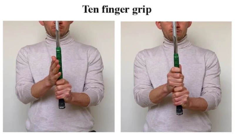 Cách cầm gậy golf kiểu người bóng chày (Ten Fingers/Baseball)